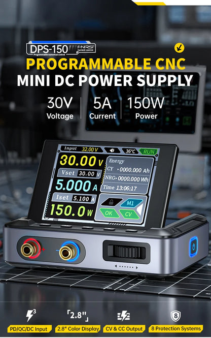 FNIRSI DPS-150 Laboratory DC Power Supply CNC Adjustable 30V 5A Digit Display Mini Portable Regulator Switching Power Supply.