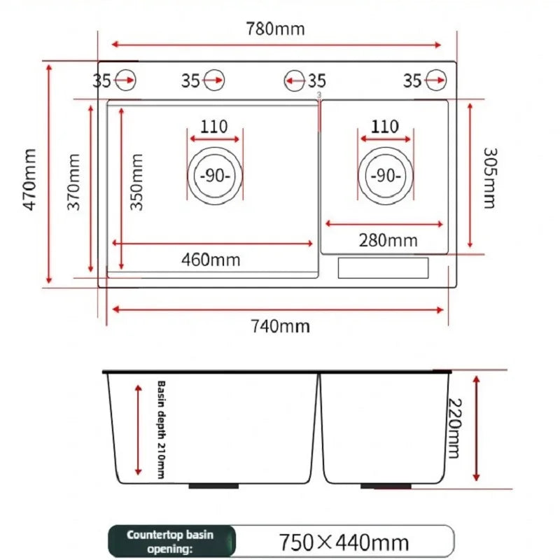 Water Catalyst sinks Stainless Steel Kitchen Sink Multifunctional Smart Double slot Cleaning Purification Sterilized Fruit