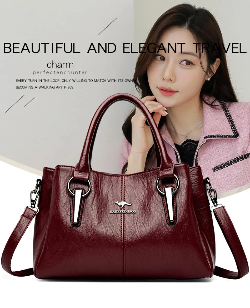 Genuine 3Layers High Quality Soft PU Leather Ladies Shoulder Crossbody Bags for Women  Luxury Handbags  Women  Designer A Main.