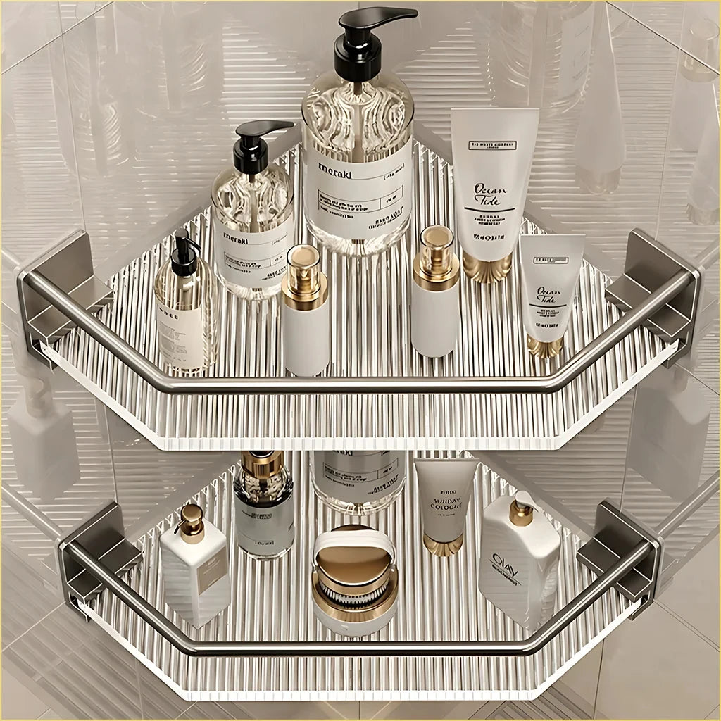 2PCS Badezimmer Acryl Regale Küche Lagerung Organizer Shampoo Regal Dusche Regal Bad Zubehör Kein Bohrer Lagerung Regal