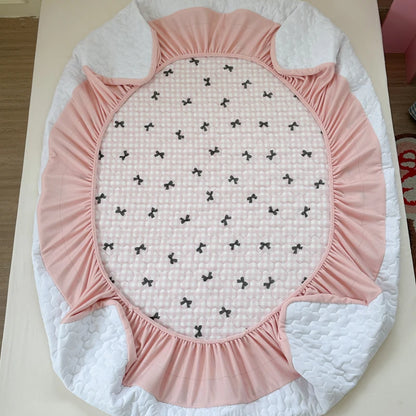 Quilted Velvet Bed Cover Printed Bedspread for Home Winter Mattress Protector Thicken Bed Linen 매트리스 커버 (No Pillowcase).