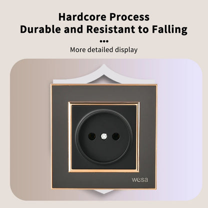 WESA EU-Standard-Spiegel-Acryl-Wandsteckdose, schwarze, flammhemmende Panel-Steckdose, 16 A, Steckdose, keine Standard-Erdung.