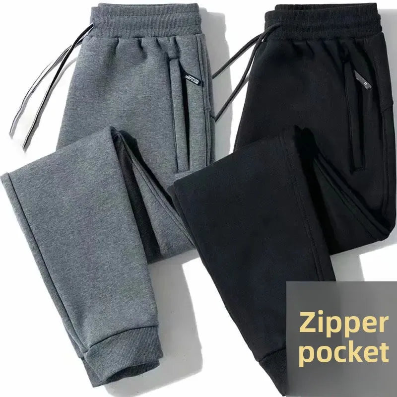 Men's Loose-Fit Fleece-Lined Long Casual Pants Autumn/Winter 2024 Spring/Autumn Korean Style Straight-Leg Pants For Youth.