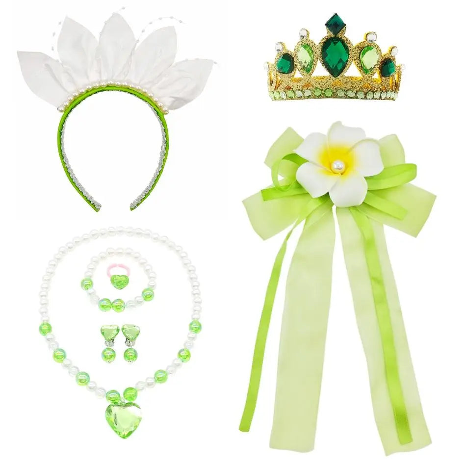 Tiana Fancy Prinzessin Kleid für Mädchen Geburtstag Party Kostüm Kinder Rollenspiel Ballkleid Kinder Karneval Performance Kleidung.