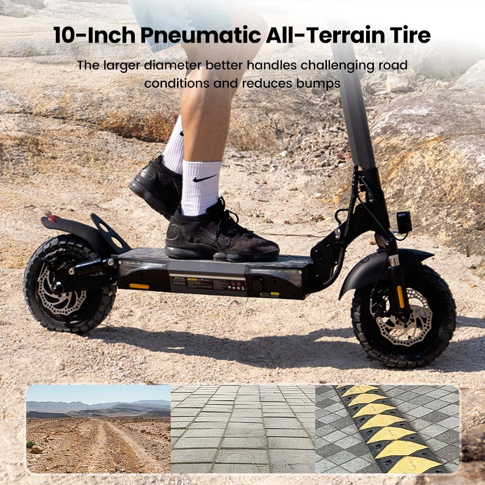 ISCOTER W9 Electric scooter 1000W engine 48V14AH battery foldable E-type scooter 10-inch pneumatic tire adult electric scooter.