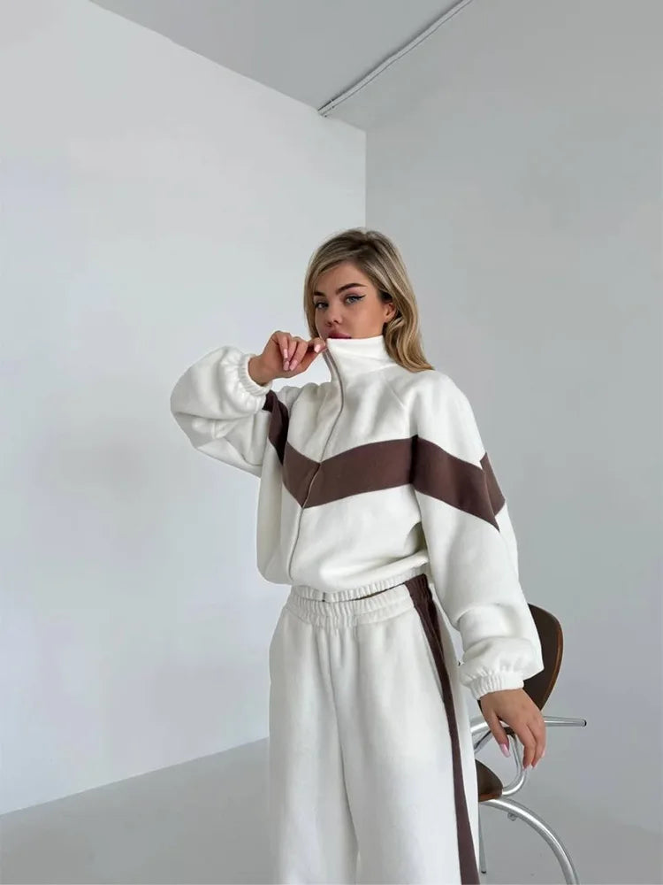 Women's Ready Zip Front Set Street Style Lightweight Hoodie & Pants Two Piece Sports Casual Fashion Loose Outdoor Outfit