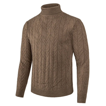 VOBOOM Men's Casual Slim Fit Basic Tops Knitted Lightweight Crewneck Twist Sweaters Turtleneck Pullover Sweater.