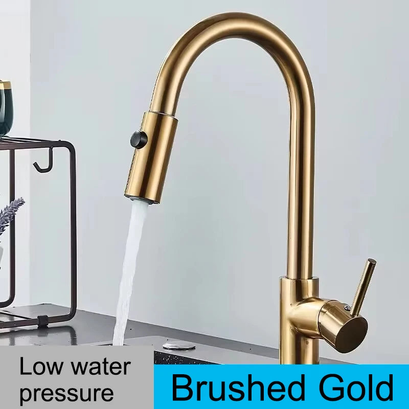 Low water pressure Kitchen Faucet Cold Hot Water Mixer Crane Tap Sprayer Stream Rotation Sink Tapware Multiple styles