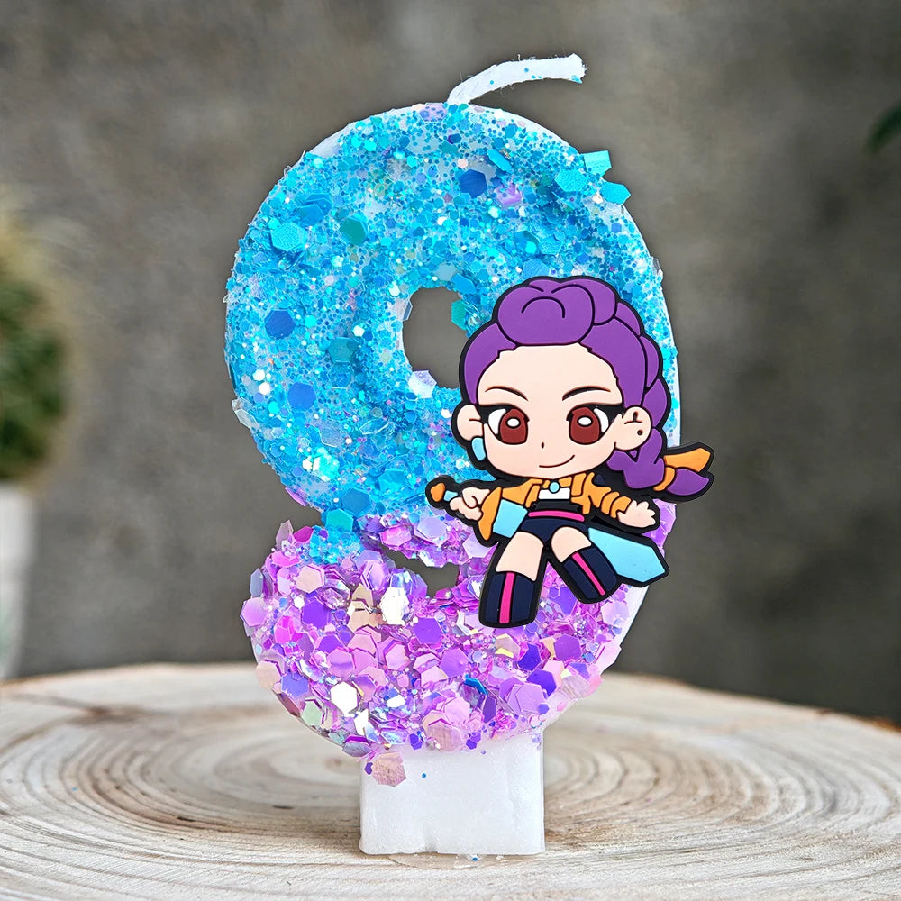 Heißer Kpop Dämon Jäger Thema Kerze 3D Nummer 0-9 Kinder Geburtstag Kuchen Dekoration Baby Dusche Anime Party liefert Geschenke