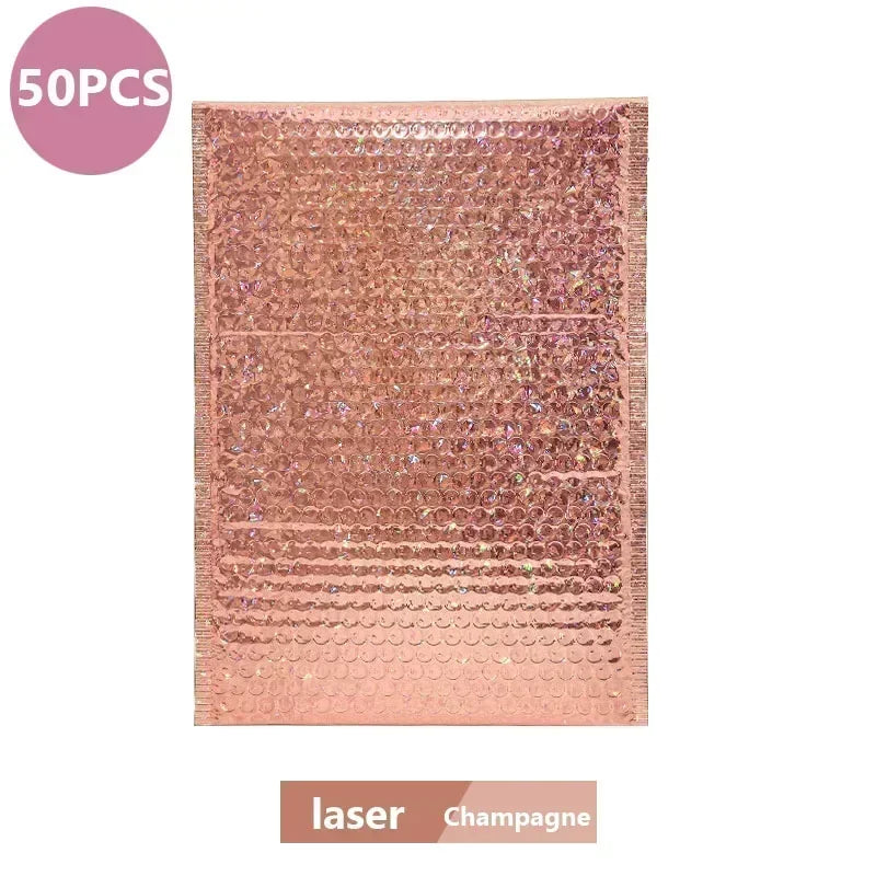 50Pcs Bubble Mailer Shipping Bag Multi Color Holographic Small Business Supplies Metal Bubble Mailer Bags Envelope Mailing