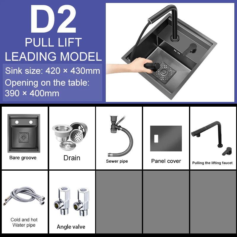 Versteckte Küchen spüle Bar Spüle Kit Klapp hahn Abflussrohr, Drop-In Unterbau Spüle, kleine Edelstahls püle für Workstation RV