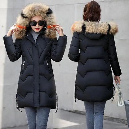 Mode Mäntel Winter Jacke Frauen Parka Neue 2024 Mit Kapuze Lange Weibliche Mantel Einfarbig Winddicht Outwear Parka.