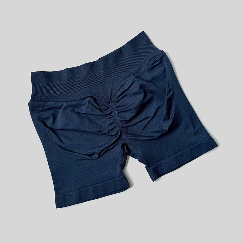 2025 Seamless Yoga Shorts Women Fitness Sports Biker 4.5" Low Ribbed Band Gym Shorts Workout Scrunch Butt Impact Leggings.