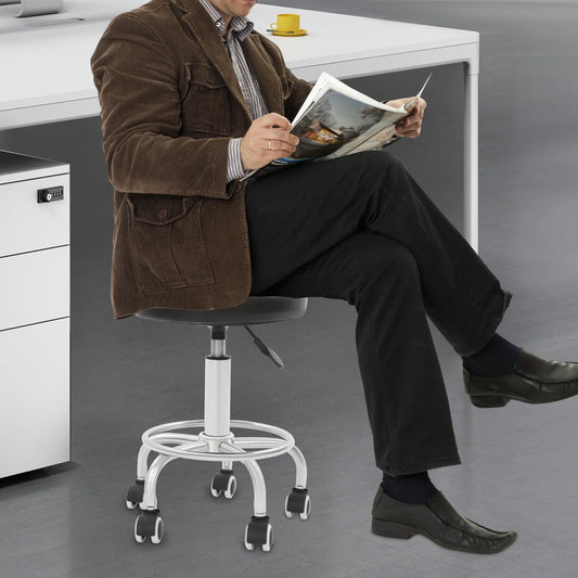 Verstellbarer Drehhocker mit 5 Rädern, 150 kg Fassungsvermögen, mobiler Rollstuhl, Büro, Salon, Labor, Garage, moderner ergonomischer Sitz