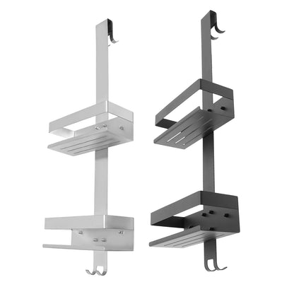 Schwarz/Silber 2-stufiges modernes weißes Badezimmerregal, Badezimmer-Organizer aus Edelstahl, geeignet für Badezimmer, Küche, Wohnzimmer