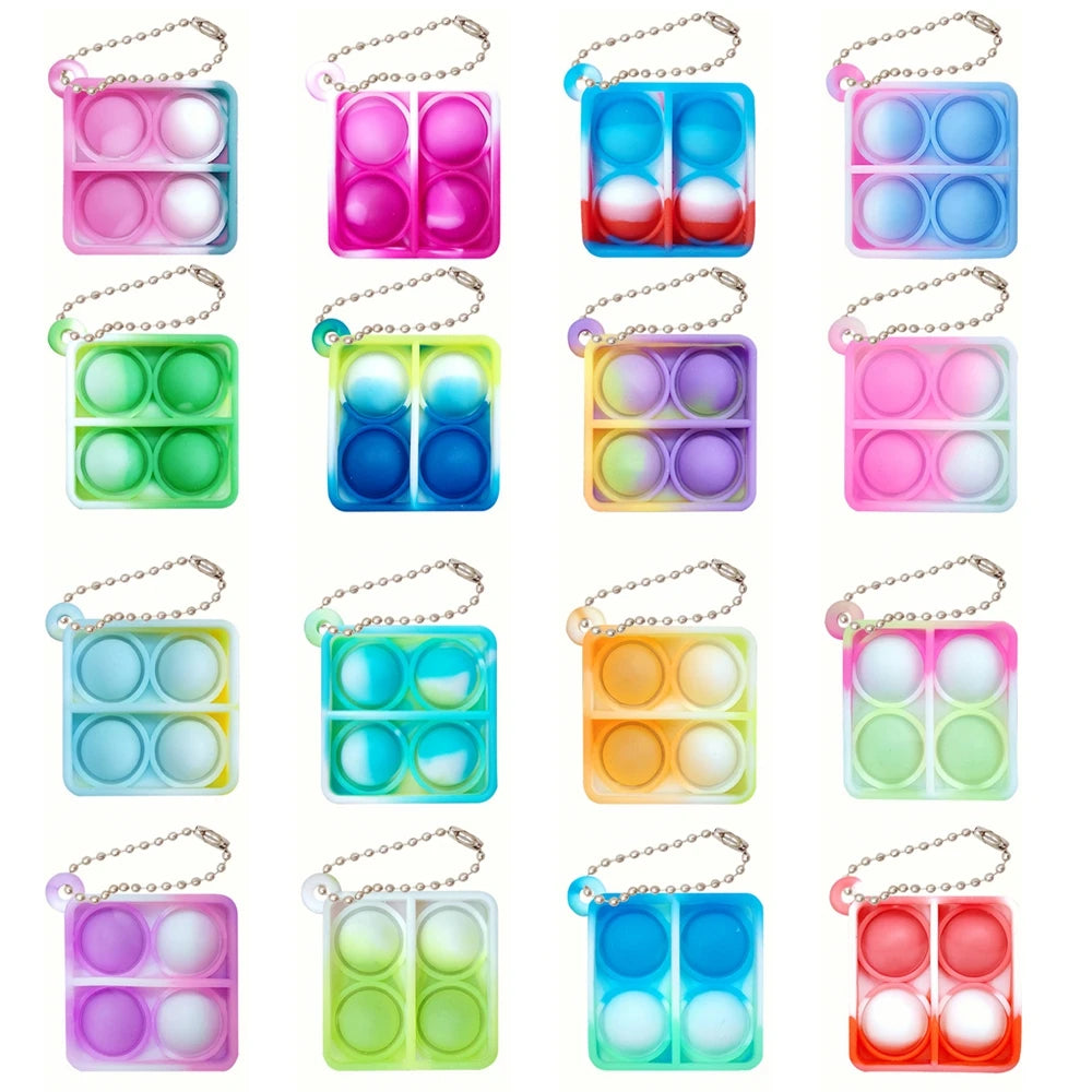 12/24/48Pcs Mini Pop Fidget Toy Pack Kit Keychain Stress Relief Toys Party Favors Office Desk Toy for Kids Adults Brinquedos.