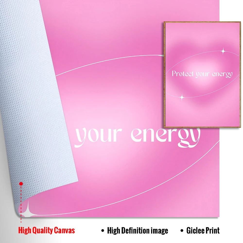 Pink Gradient Aura Spiritual Affirmation Wall Art Canvas Painting Nordic Posters And Prints Wall Pictures For Living Room Decor.