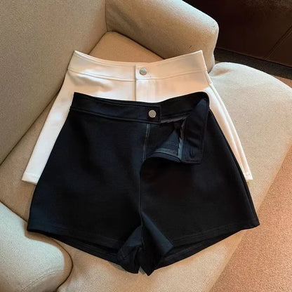 High-waisted Slimming A- line Tight Black Shorts For Women 2024 Spring Korean Style Elastic Hot Pants High Elasticity.