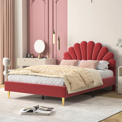 Creahappy Polsterbett – Doppelbett 140 x 200 cm, Doppelbett mit Samtmuster, warm und bequem