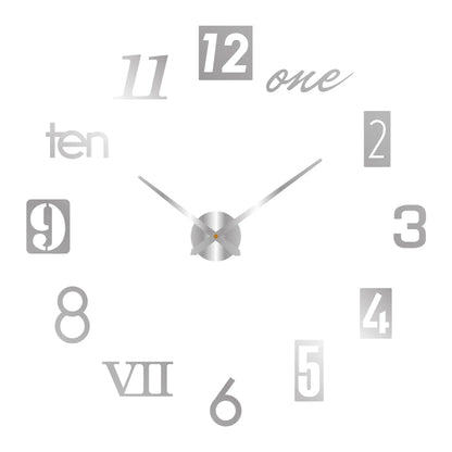 2023 Modernes Design, große Wanduhr, 3D-DIY-Quarzuhren, modische Uhren, Acryl-Spiegelaufkleber, Wohnzimmer, Heimdekoration, Horloge