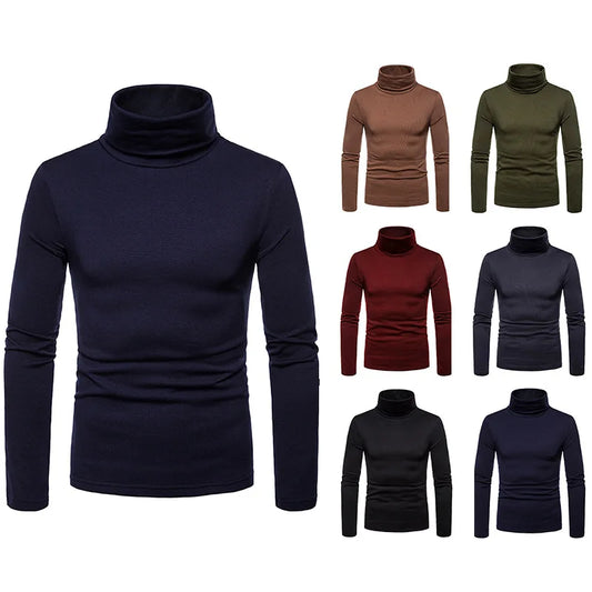 Turtleneck Pullovers Sweaters Men 2020 Autumn Winter Solid Color Long Sleeve Knitting Sweater Thickening Men's Bottoming Shirt.
