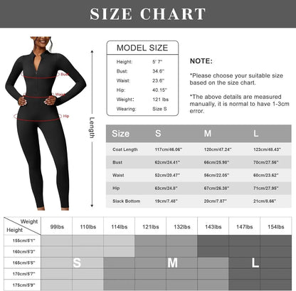 Seamless Long Sleeve Yoga Suit Waist-Fitted Shaping Trousers Casual Sports One-Piece Zippered Fitness Wear.