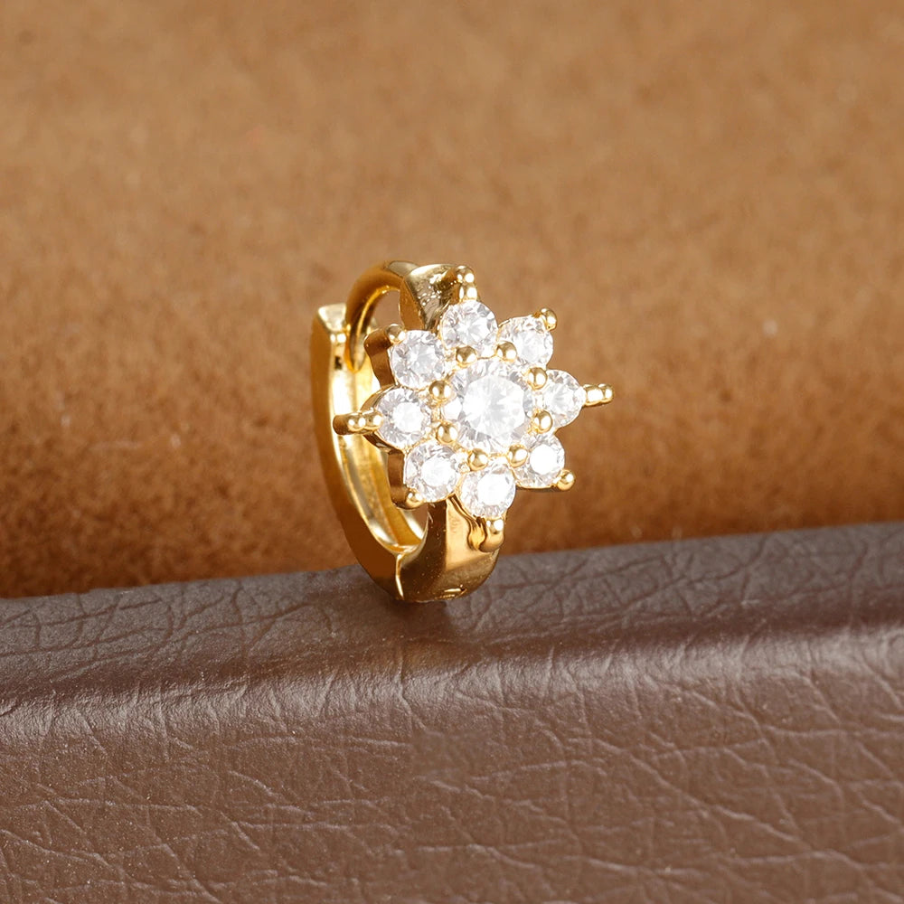 1Pc Stainless Steel Small CZ Hoop Cartilage Earrings Tiny Cross Tragus Rook Daith Earring Tragus Helix Rook Ear Piercing Jewelry.