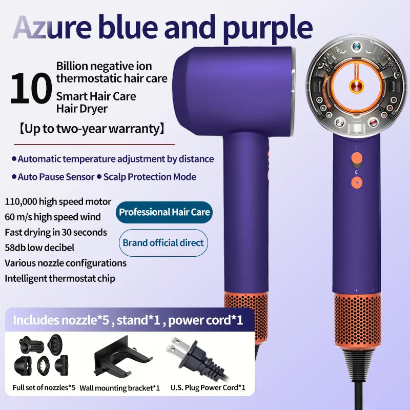 5 in 1 Professional Hair Dryer, with Hot and Cold Air Functionality - Lightweight and Thermostatic Styling Tool for Smooth Hair