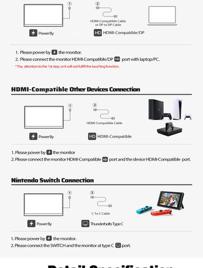 ZEUSLAP 16" 2.5K 144hz Portable Monitor 2560*1600 16:10 100%sRGB 500Cd/m²  Travel Gaming Display for Laptop Switch ps4 ps5 Xbox