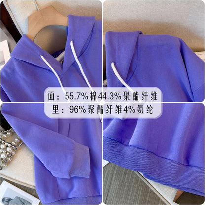 150kg plus size Damen büste Herbst Kapuze neun Farben Sweatshirt lose Langarm Top 6xl 7xl 8xl 9xl 10xl.