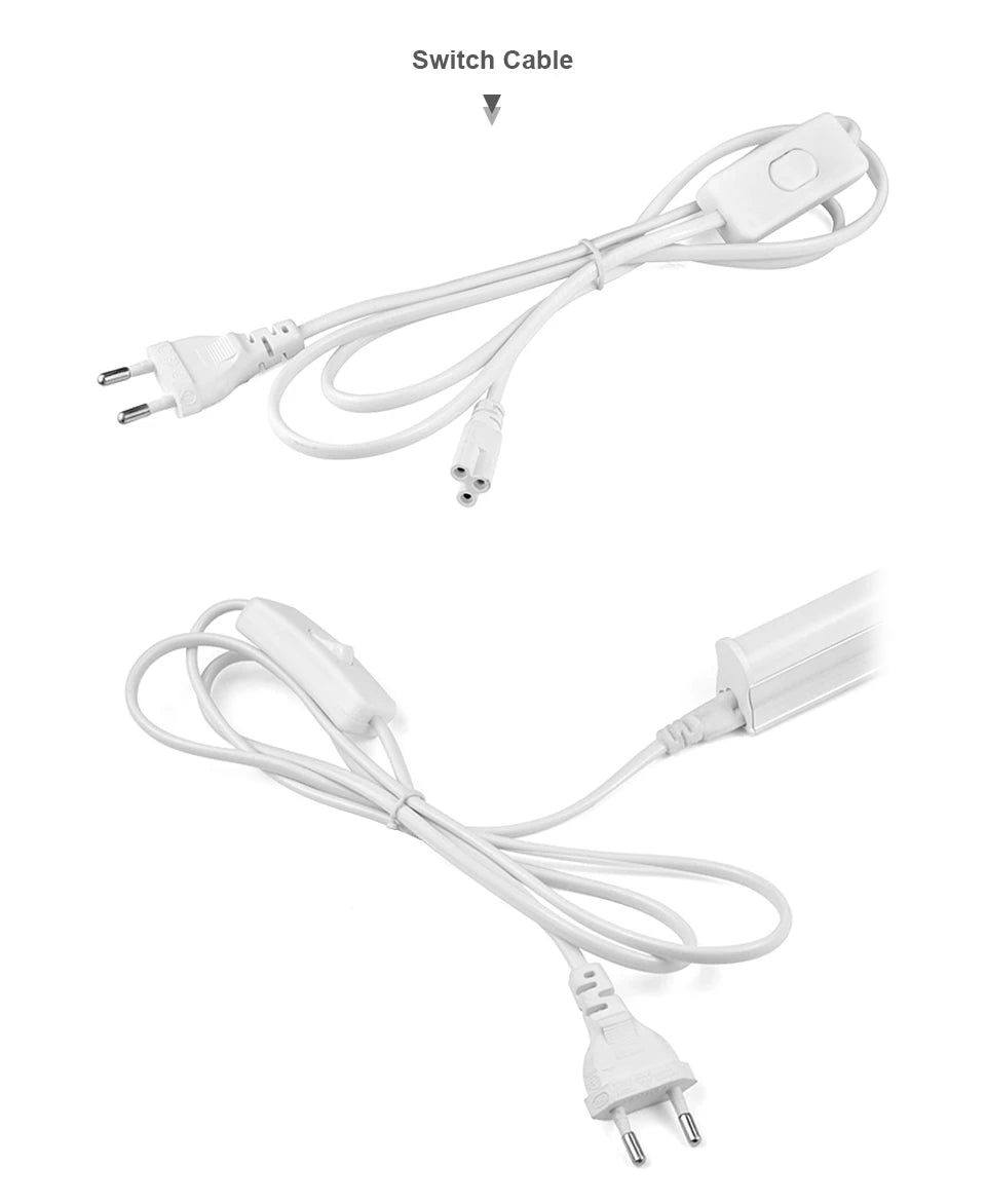 Energy Saving T5/T8 15W/25W LED Tube AC220V Fluorescent Tube Bulb for Shop Exhibition Halls Lighting,EU US Plug Connect Wire.