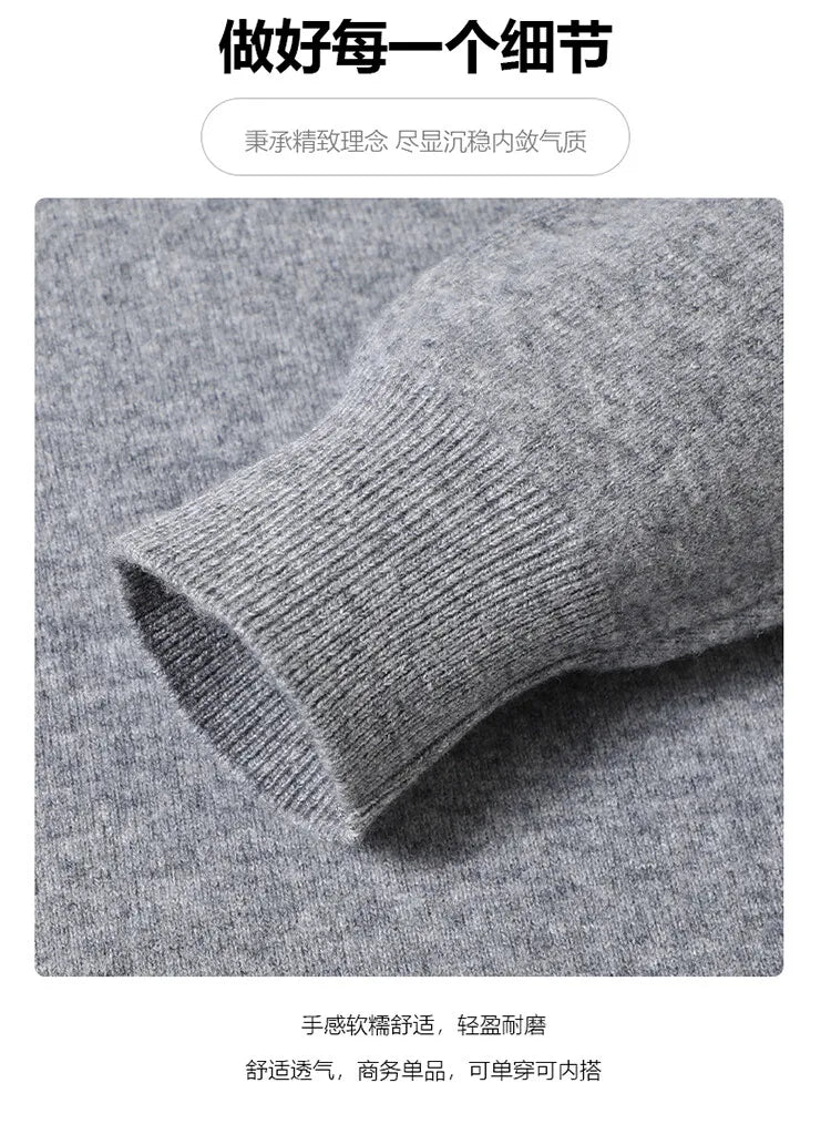 100% Wool. High-quality Men's Warm Sweater, Business Casual Stretchable POLO Shirt, Fall/winter Pullover Knitted Sweater.