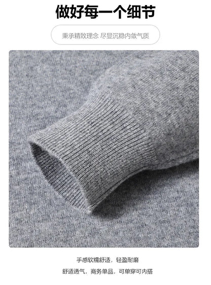 100% Wool. High-quality Men's Warm Sweater, Business Casual Stretchable POLO Shirt, Fall/winter Pullover Knitted Sweater.
