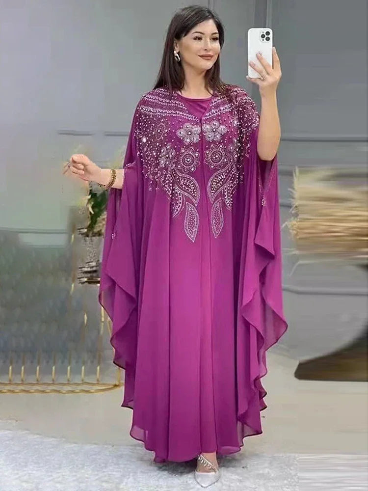 Abayas Für Frauen Dubai Luxus 2024 Chiffon Boubou Muslimischen Mode Kleid Kaftan Marocain Hochzeit Party Anlässe Djellaba Frauen.