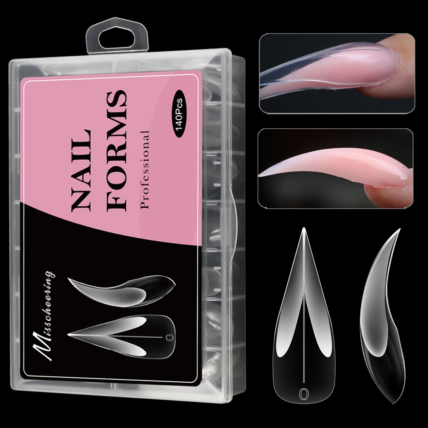 New Eagle Claw Nail-Forms 140pcs Crystal Extension Tips For Quick Gel Nails Paperless Nail Art Kit With Claw Shaped Design Salon.