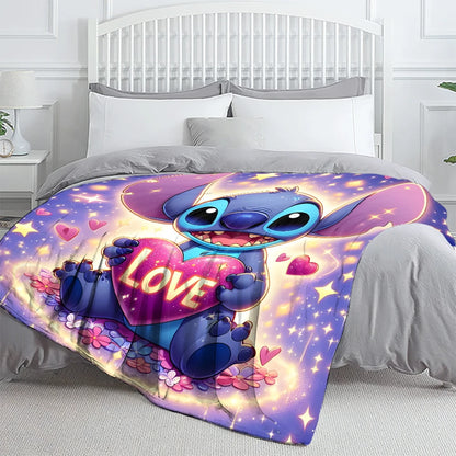Lilo & Stitch, Stitch Printed Sofa Soft Warm Flannel Throw Blanket.Office,Camping,Picnic,Outdoors,Nap Cape,Bedroom Blankets..