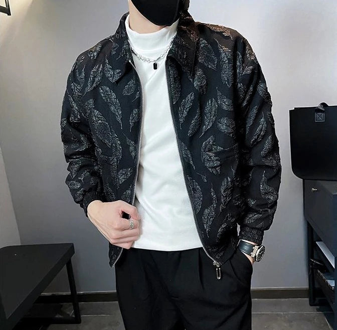 Man Coat Spring Autumn Black Jacket for Men Printed Zip V Clothing Fashion 2024 High Quality Cold Stylish Casual Luxury Designer.