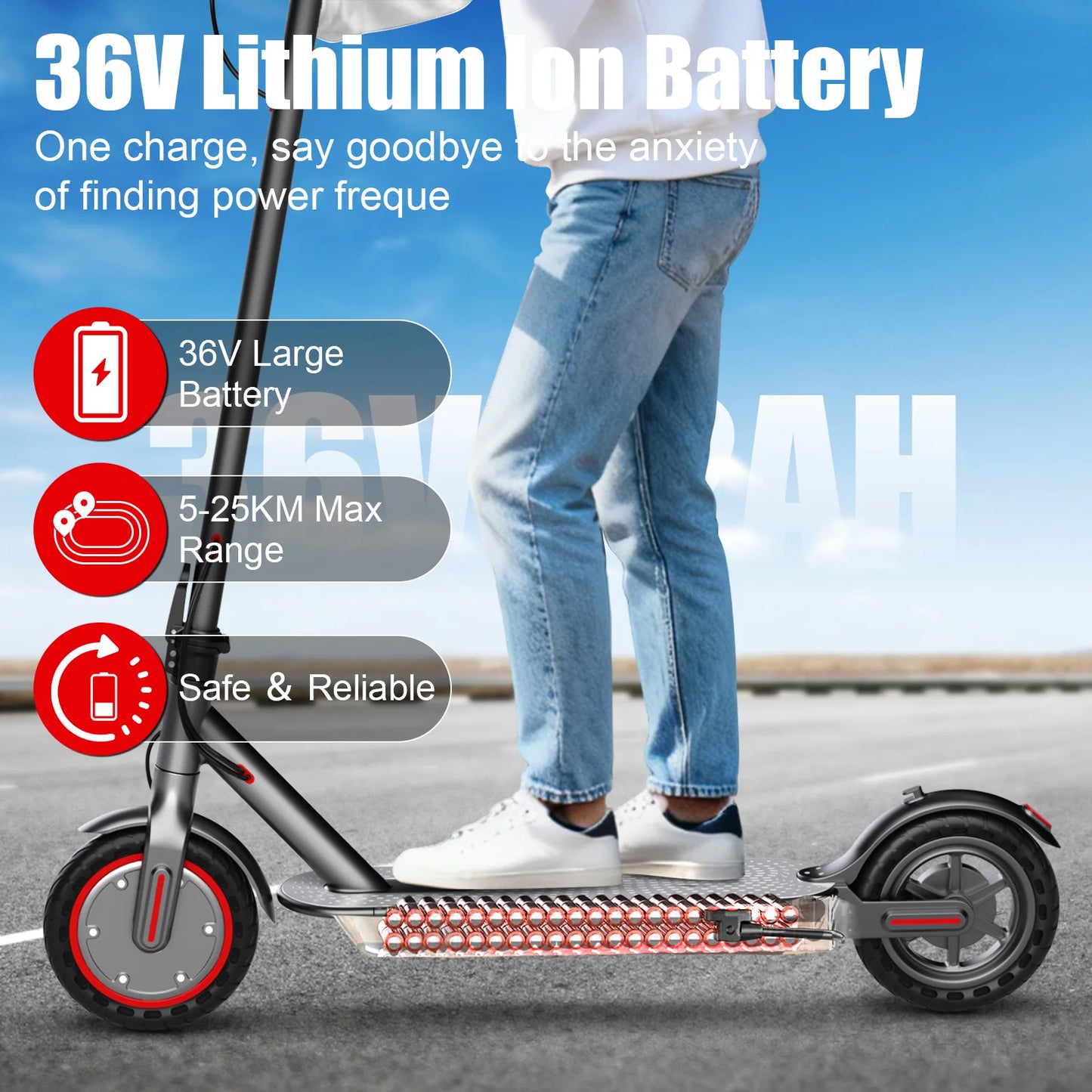 New Design Electric Scooter for Adults 350W/500W AOVOPRO High Performance Motor Foldable Escooter with 25/45KM Commute Range.