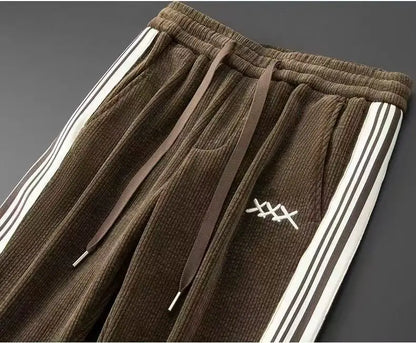 Autumn Winter warm sports Men Sets suit for men zipper stand-up collar cardigan jacket straight leg sweatpants two-piece set.