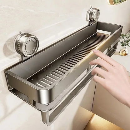 Kein Bohren Saugnapf Saug Badezimmerregal an der Wand Badezimmerregal Toilettenraum Aluminium Hängeregal Badezimmer Organizer Hängen
