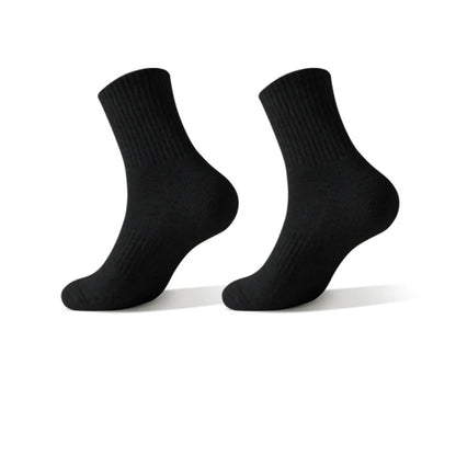 Mens Moisture Wicking Outdoor Hiking Work Cotton Socks Compression Cushion Crew Socks Leisure Men Black Socks 5 Pairs.