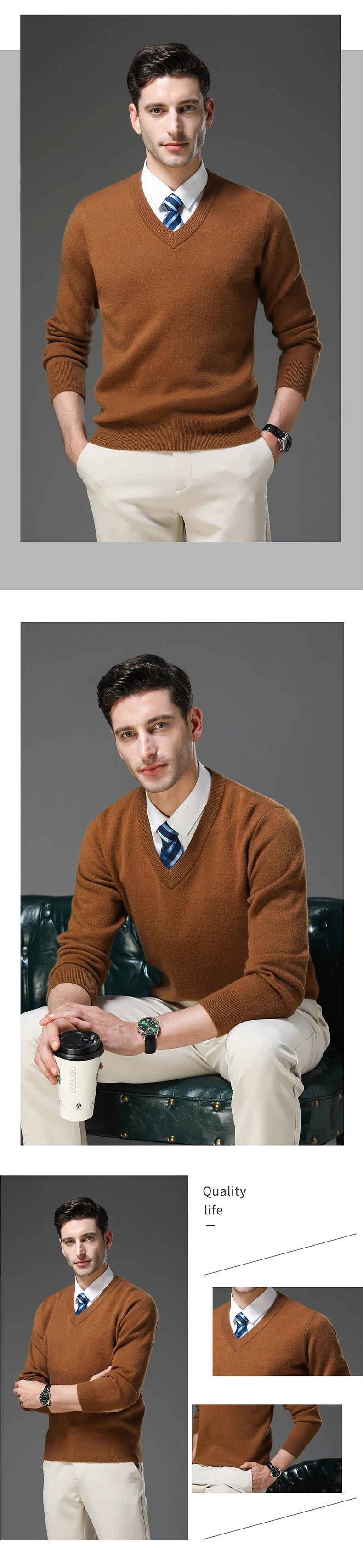 Top Grade Thick Anti-Pilling New Fashion Brand Autum Winter Knit Pullover Men Slim Fit Sweater Business Casual Woolen Jumper