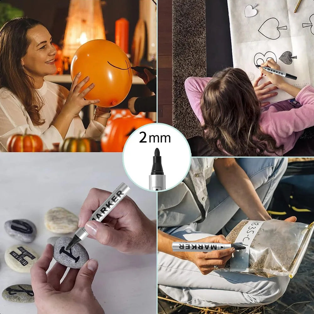 Permanenter Farbmarkierungsstift, wasserfester schwarzer Stift für Reifen, ölige Marker, schnell trocknender Signaturstift, Schreibwarenzubehör.