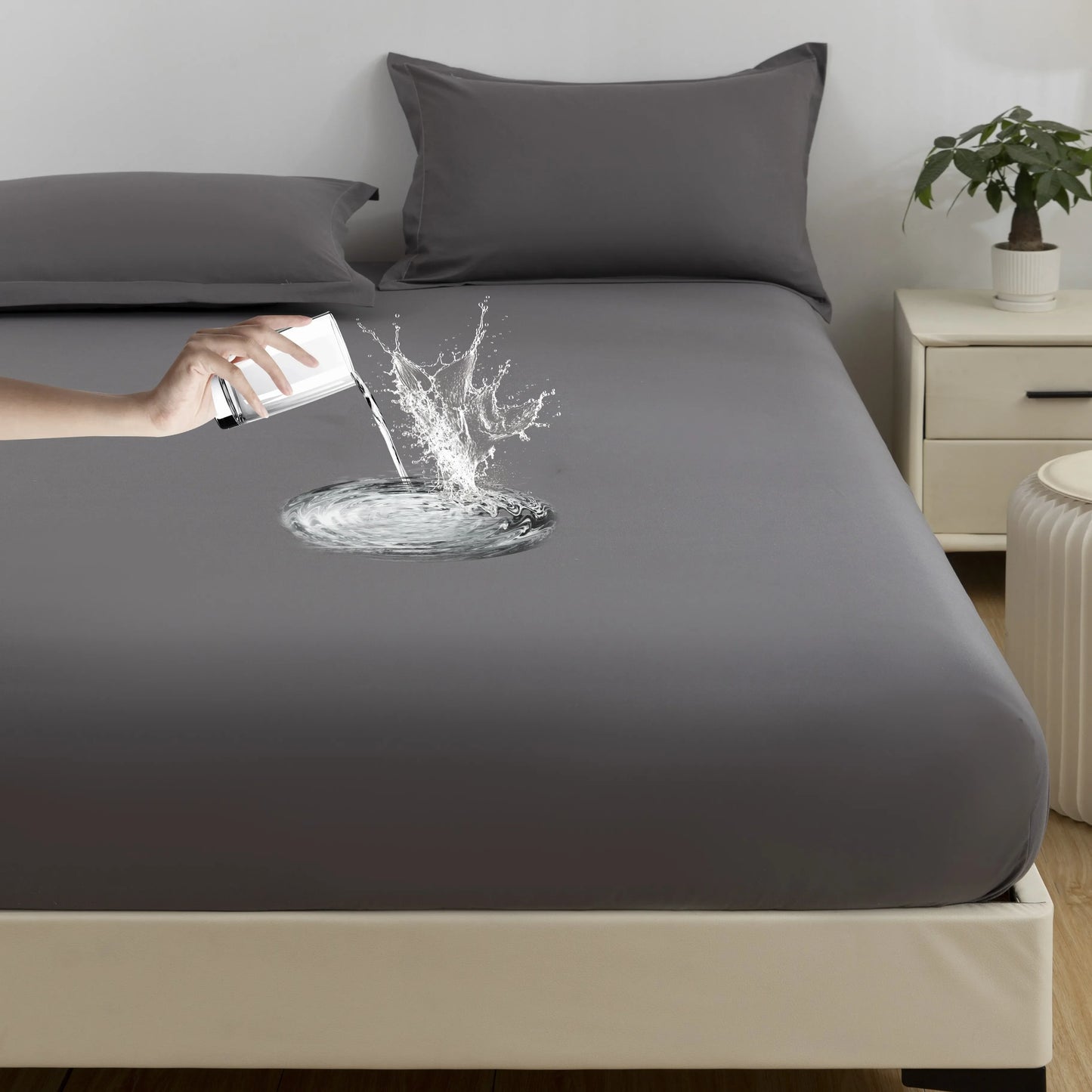 1PC waterproof soft skin frosting solid color bed cap dust cover Mattress cover sheet (pillow case and pillow core not included).
