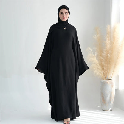 Ramadan Eid Baumwolle Leinen Khimar Abaya Set Dubai Muslim Sets Hijab Kleid Kaftan Abayas Kaftan Marocain Femme Vestidos Para Mujer