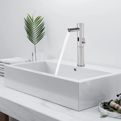 Basin Electronic Automatic Sensor Touchless Bathroom Sink Faucet, Motion Activated Hands-Free Vessel Sink Tap