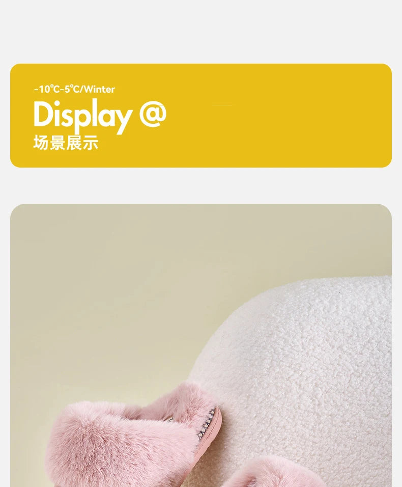Litfun Women's Warm Fuzzy Slippers Winter New Fur Collar Indoor Plush Flat Slides Fluffy Women Cotton Shoes Furry House Slippers.