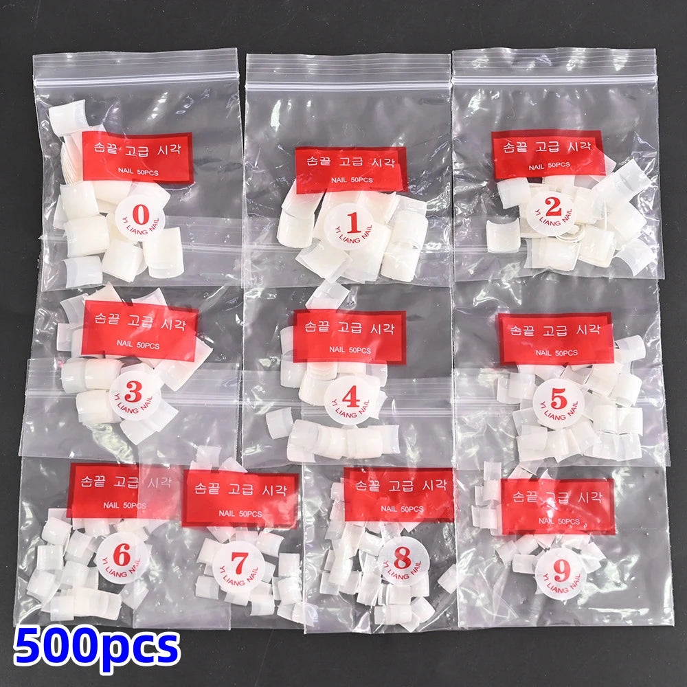 600Pcs Extra Long Hawk Curved Nail Tips Half Cover Eagle Claw Curve False Nails Extension 10 Sizes Bag Packaging for Art Salon *