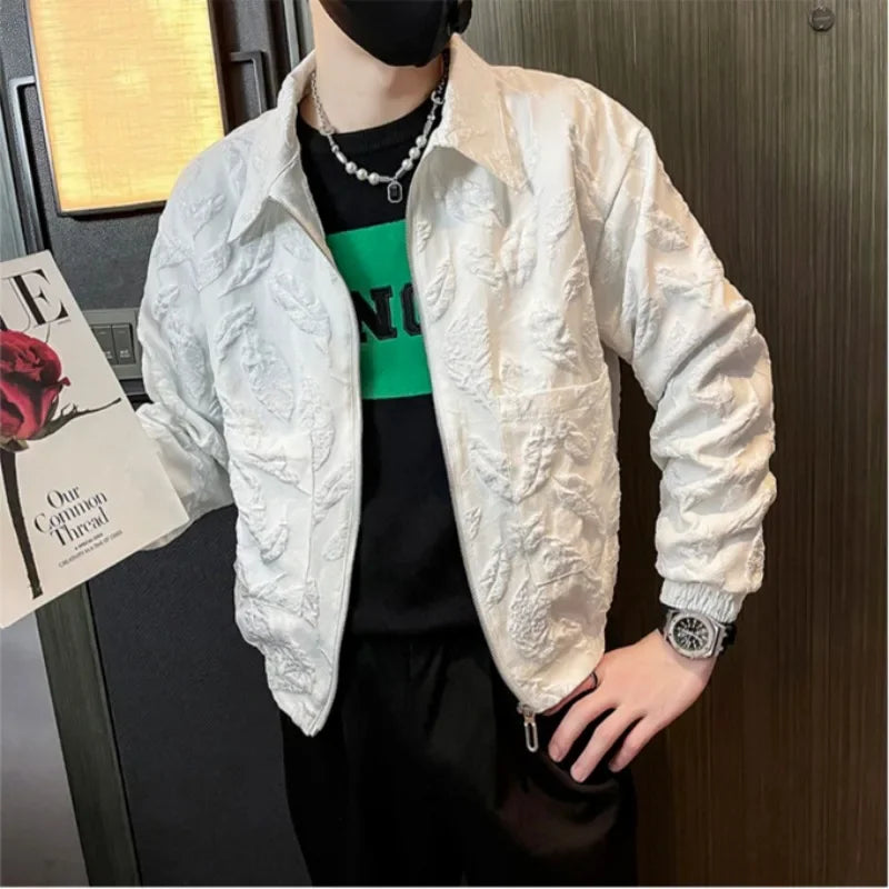 Man Coat Spring Autumn Black Jacket for Men Printed Zip V Clothing Fashion 2024 High Quality Cold Stylish Casual Luxury Designer.