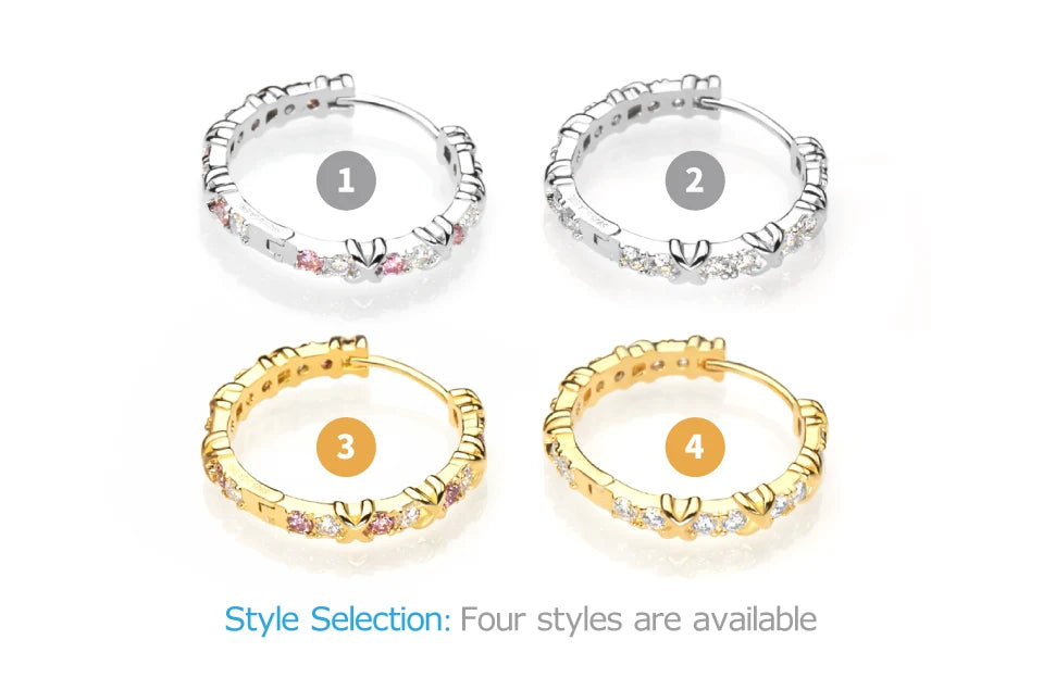 GIGAJEWE Moissanite D Nova Pink Color VVS1 Total 1.92ct 925 Silver Earring 18K Gold Plated Diamond Test Passed Jewelry Girl Gift.